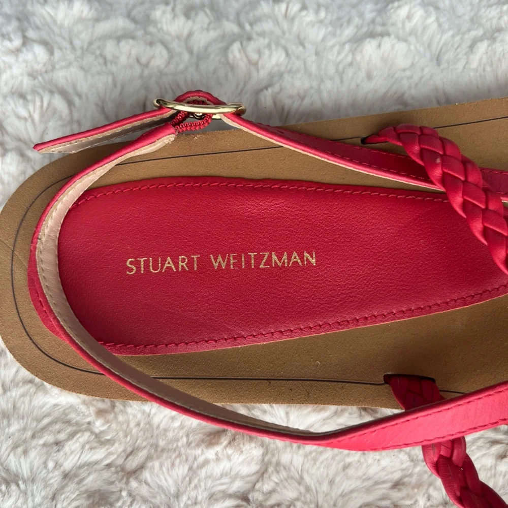 Stuart Weitzman Contempo Braid Leather Sandal Red 8‎ NEW